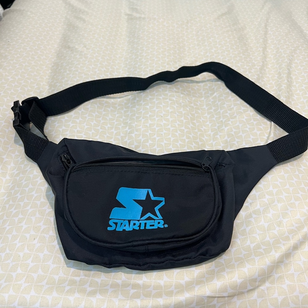 Vintage STARTER Black Belt Bag with Bright Blue Logo